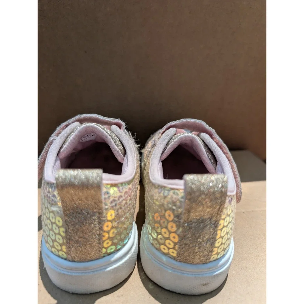 Skechers Twinkle Toes Pink/Gold Glitter Gems Shoes Sneakers Toddler Girl Size 9